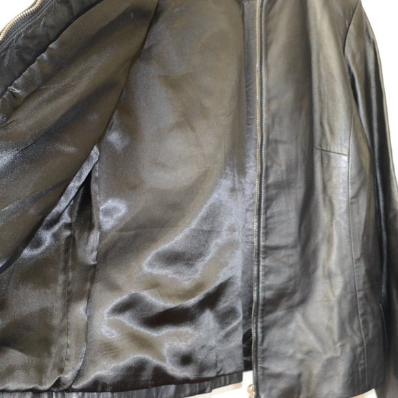 Bagatelle Black Leather Jacket Size Large Full Zip - Picture 2 of 14